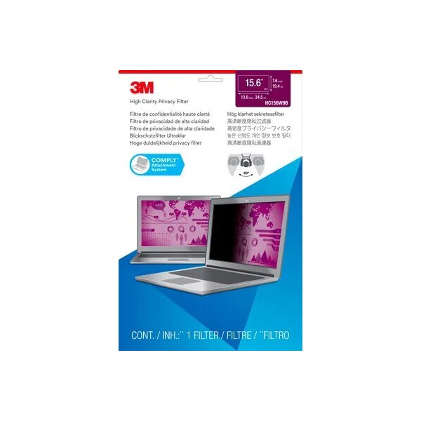 3M High Clarity Privacy Filter for 15.6in Laptop with 3M COMPLY Flip Attach, 16:9